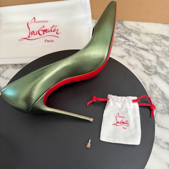 Christian Louboutin 1240718 Green Leather Kate 100 Nappa Laminate Heels 39.5, 40 - Picture 12 of 12